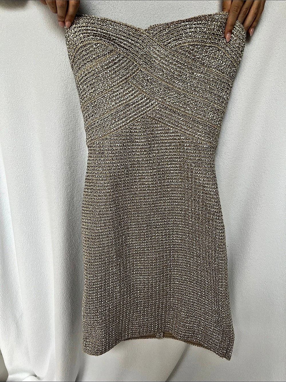 Wow Couture Metallic Mini Dress Gold Small Like New